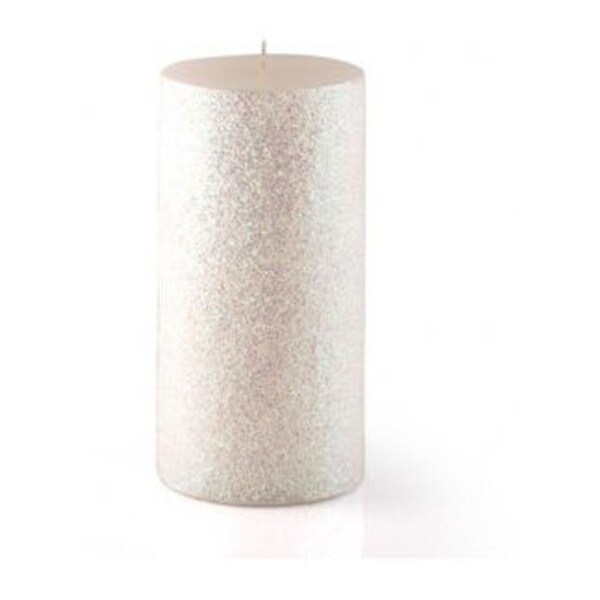 Zest Candle Zest Candle CPZ-167-12 3 x 6 in. Metallic White Glitter Pillar Candle -12pcs-Case - Bulk CPZ-167_12 - main